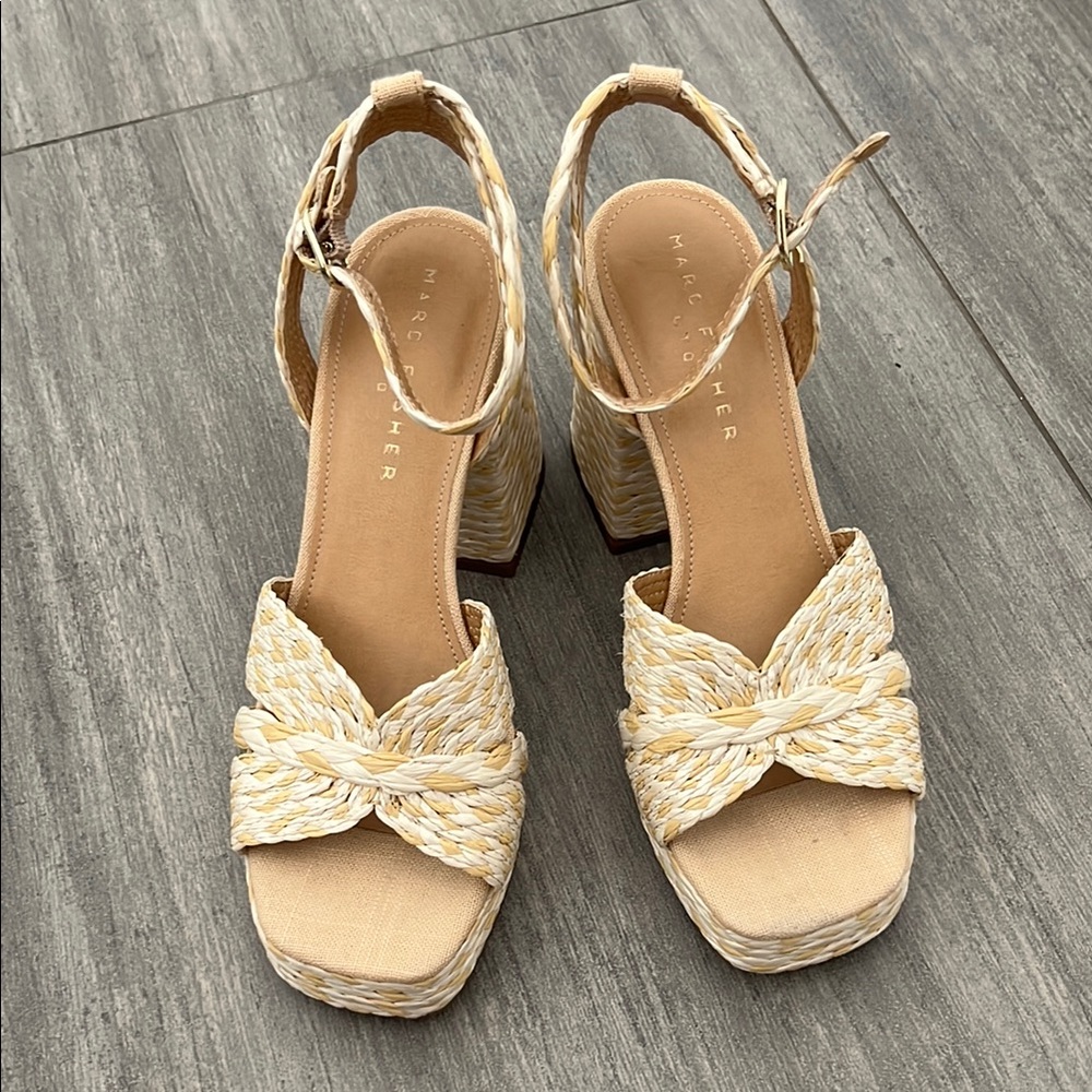 Marc Fisher Cream Wedge Espadrilles with Jute Sole